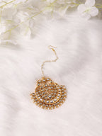 Gold-Polished White Kundan-Studded Maang Tikka - Ruby Raang | Grab2Buy