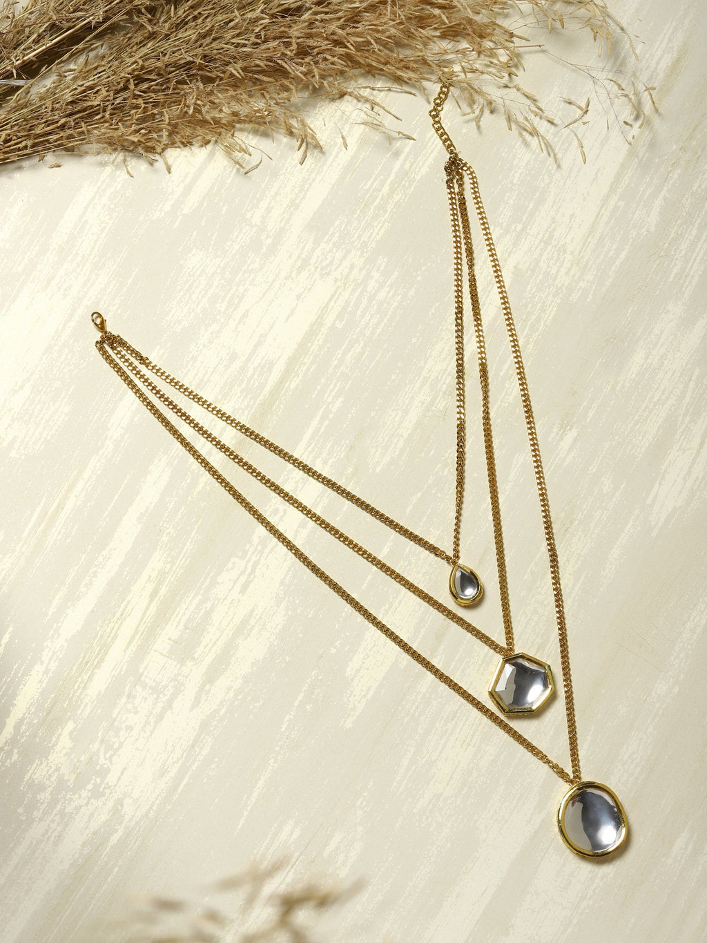 Gold-Polished White Brass Layered Necklace - Ruby Raang | Grab2Buy