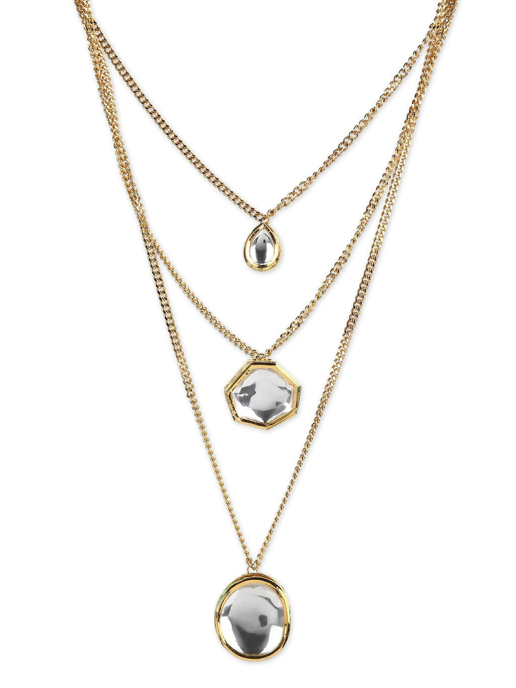 Gold-Polished White Brass Layered Necklace - Ruby Raang | Grab2Buy
