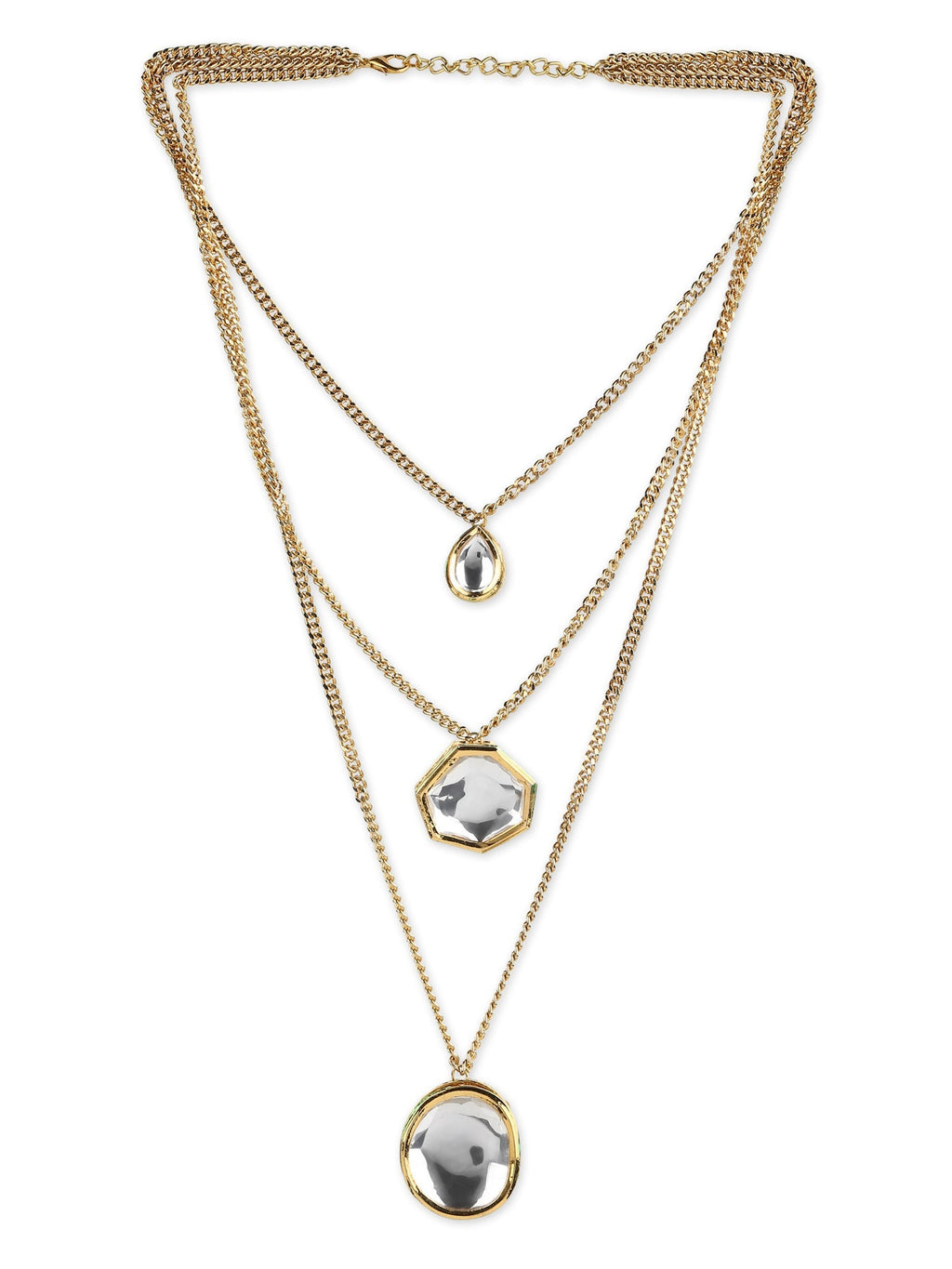 Gold-Polished White Brass Layered Necklace - Ruby Raang | Grab2Buy