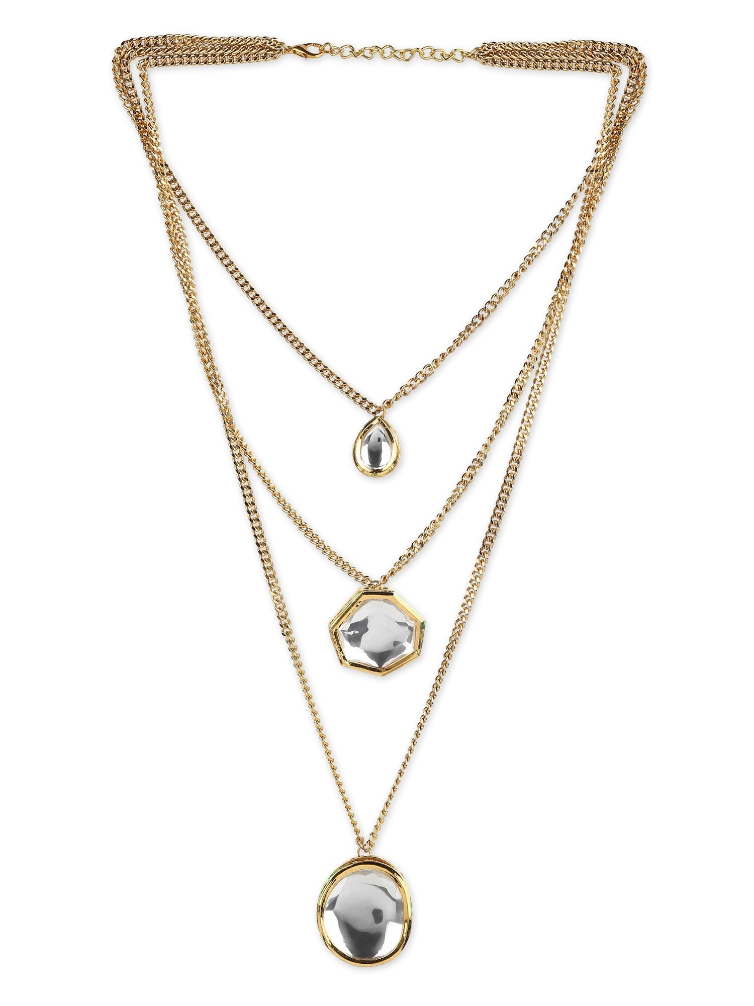 Gold-Polished White Brass Layered Necklace - Ruby Raang | Grab2Buy
