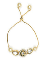 Women's Gold-Polished White Brass Kundan Charm Bracelet - Ruby Raang | Grab2Buy