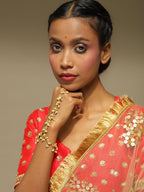 Women's Gold-Polished White Brass Kundan Bangle-Style Bracelet - Ruby Raang | Grab2Buy