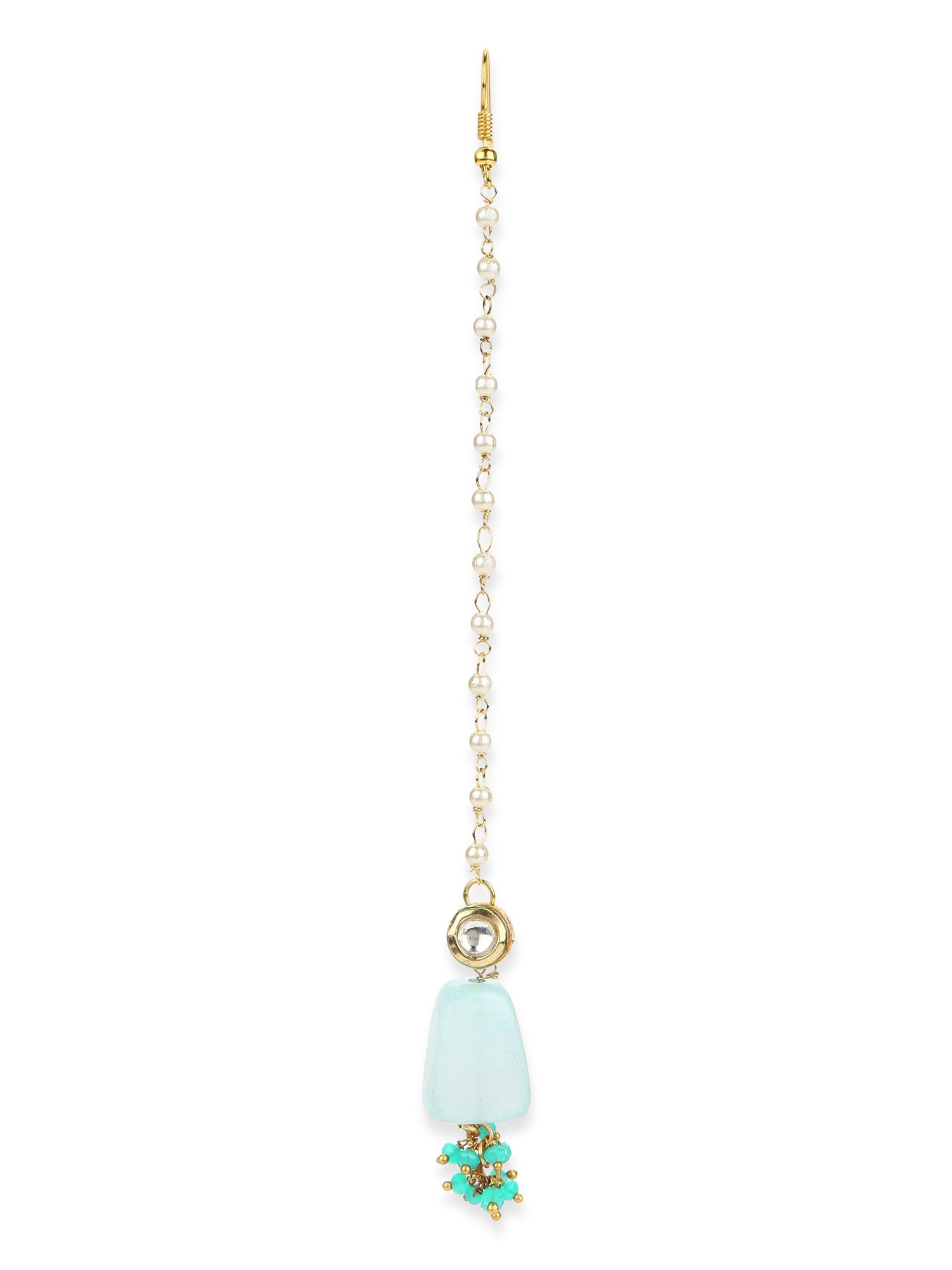 Turquoise Blue Kundan Maang Tikka - Ruby Raang | Grab2Buy