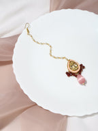 Pink Gold-Polished Kundan Studded Maang Tikka - Ruby Raang | Grab2Buy