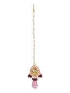 Pink Gold-Polished Kundan Studded Maang Tikka - Ruby Raang | Grab2Buy