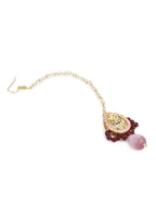 Pink Gold-Polished Kundan Studded Maang Tikka - Ruby Raang | Grab2Buy