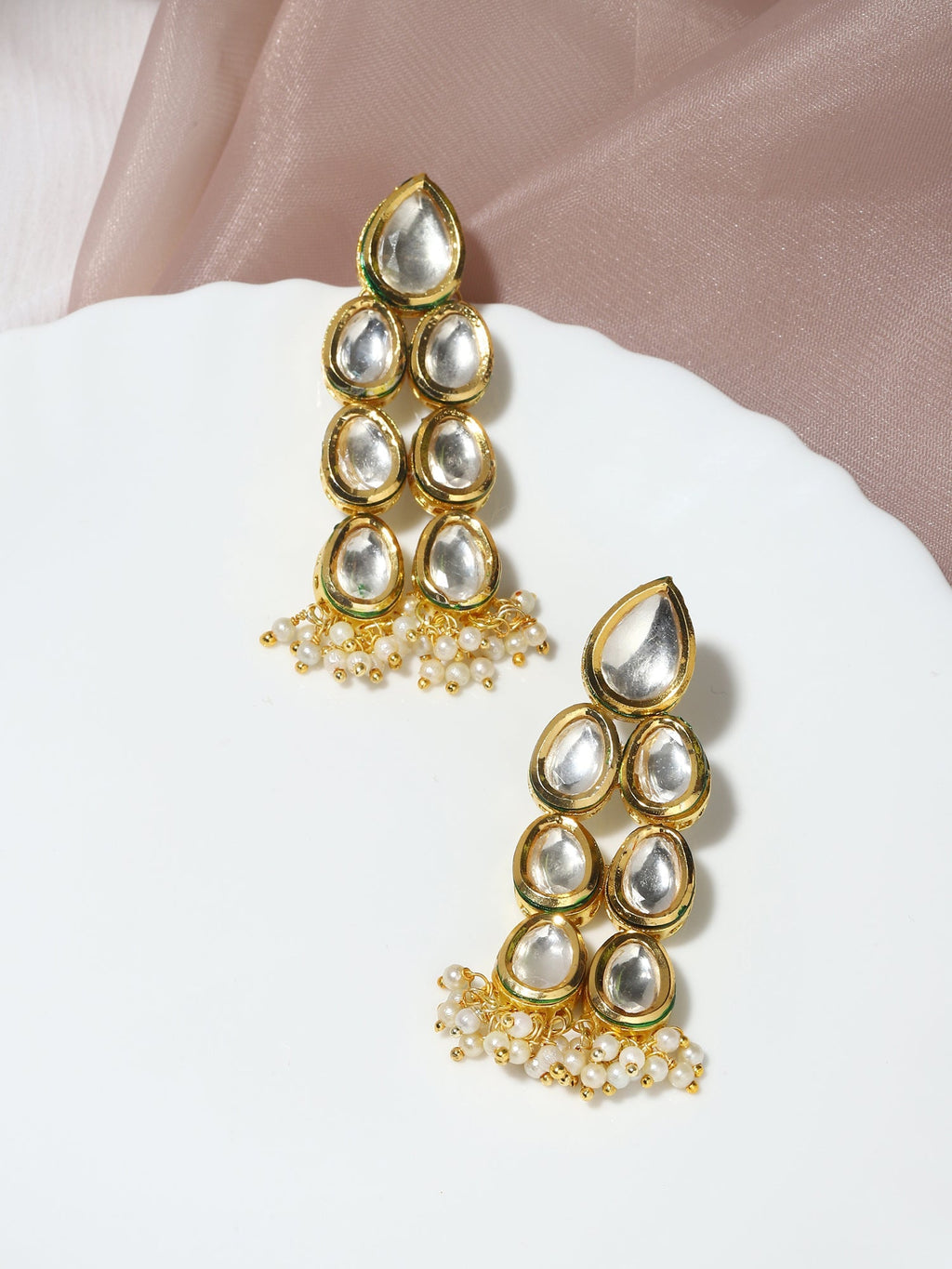 Silver Gold-Polished Contemporary Jhumkas Earrings - Ruby Raang | Grab2Buy