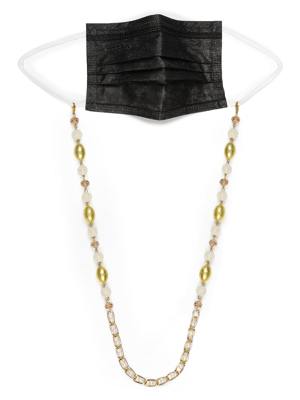 White Golden Embellished Mask Chain - Ruby Raang | Grab2Buy