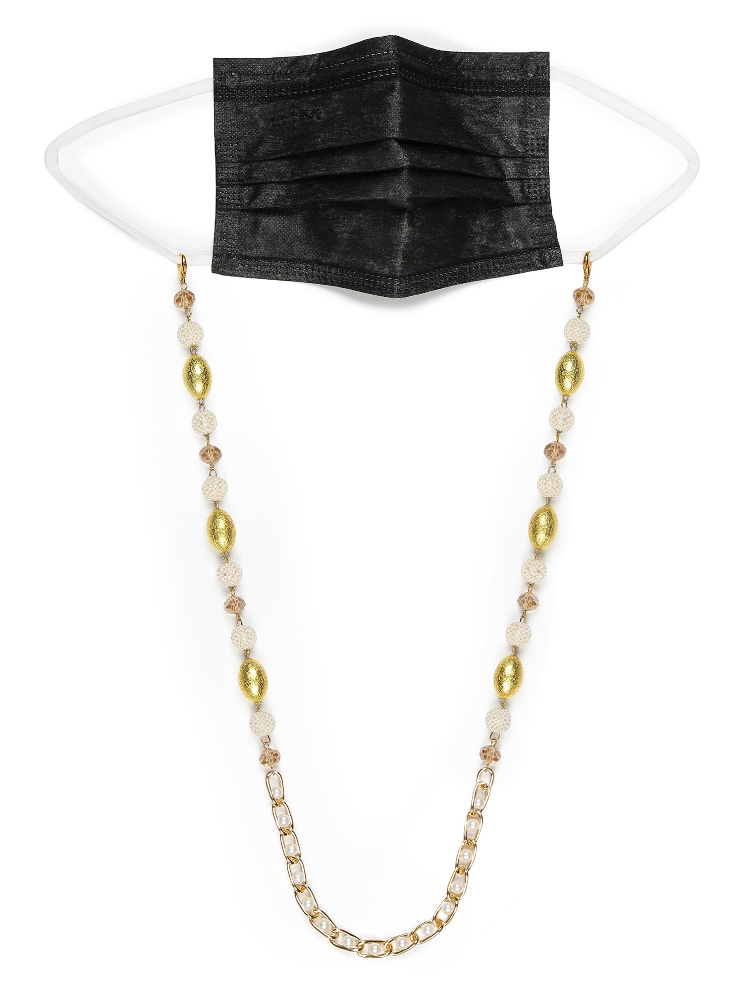 White Golden Embellished Mask Chain - Ruby Raang | Grab2Buy