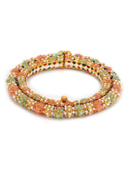 Gold-Polished Green Stone-Studded Beaded Meenakari Bangle - Ruby Raang | Grab2Buy