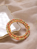 Gold-Polished Green Stone-Studded Beaded Meenakari Bangle - Ruby Raang | Grab2Buy