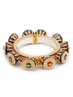 Gold-Polished White Green Stone Studded Meenakari Bangle - Ruby Raang | Grab2Buy