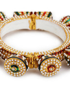 Gold-Polished White Green Stone Studded Meenakari Bangle - Ruby Raang | Grab2Buy
