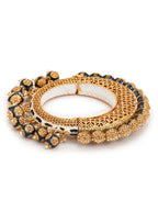 Gold-Polished Navy Blue Navratan Meenakari Bangle - Ruby Raang | Grab2Buy