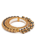 Gold-Polished Navy Blue Navratan Meenakari Bangle - Ruby Raang | Grab2Buy