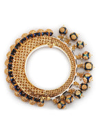 Gold-Polished Navy Blue Navratan Meenakari Bangle - Ruby Raang | Grab2Buy