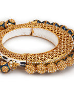 Gold-Polished Navy Blue Navratan Meenakari Bangle - Ruby Raang | Grab2Buy