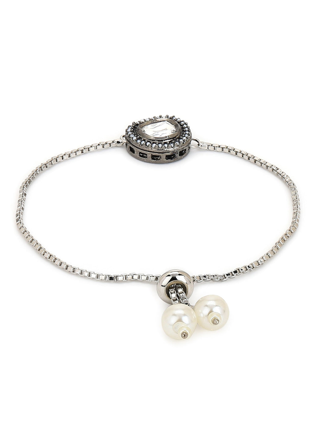 Women's Silver-Toned Brass Handcrafted Silver-Plated Charm Bracelet - Ruby Raang | Grab2Buy