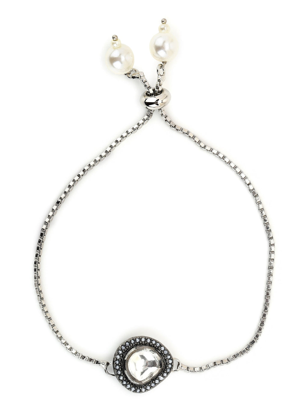 Women's Silver-Toned Brass Handcrafted Silver-Plated Charm Bracelet - Ruby Raang | Grab2Buy