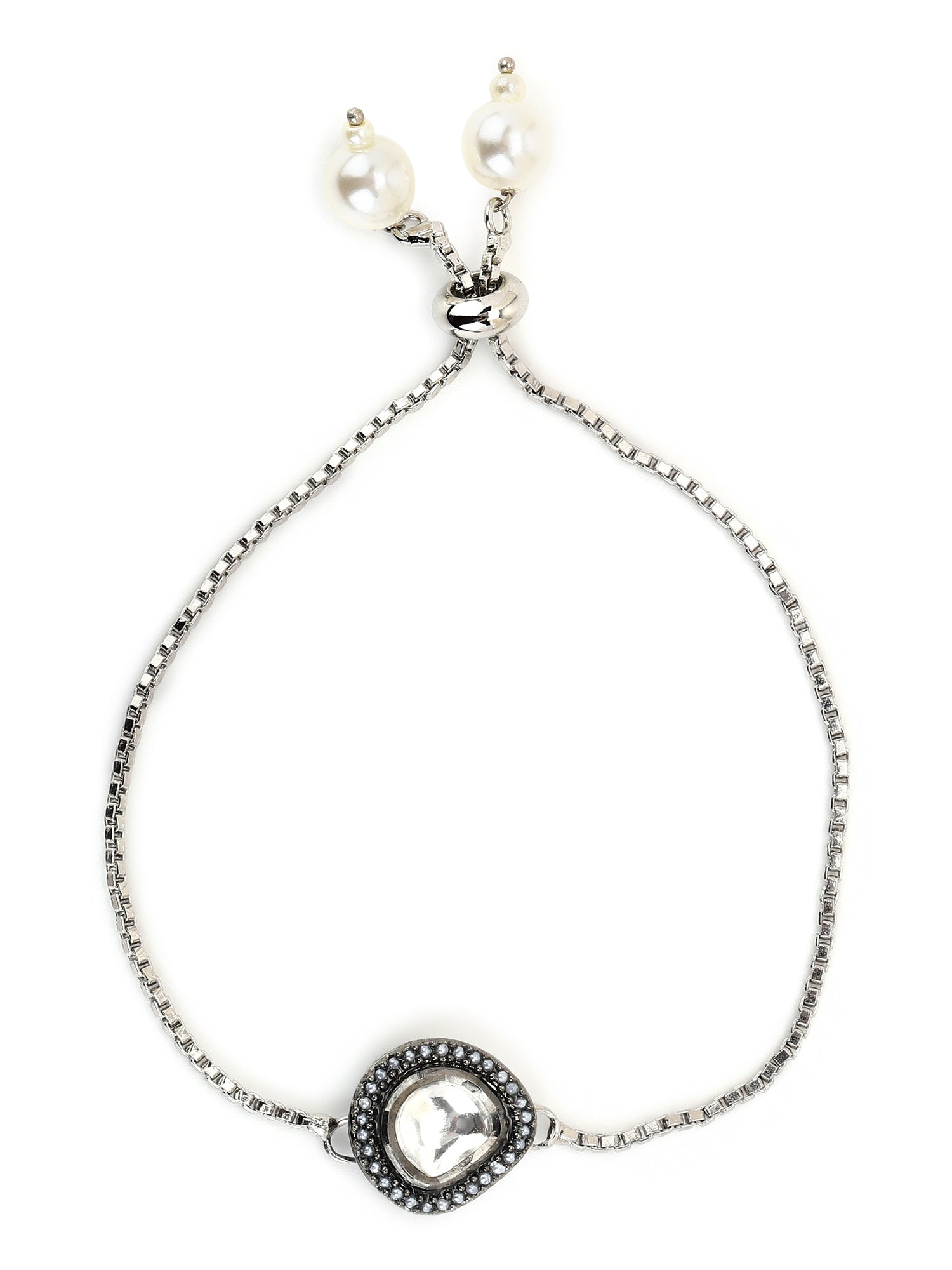 Women's Silver-Toned Brass Handcrafted Silver-Plated Charm Bracelet - Ruby Raang | Grab2Buy