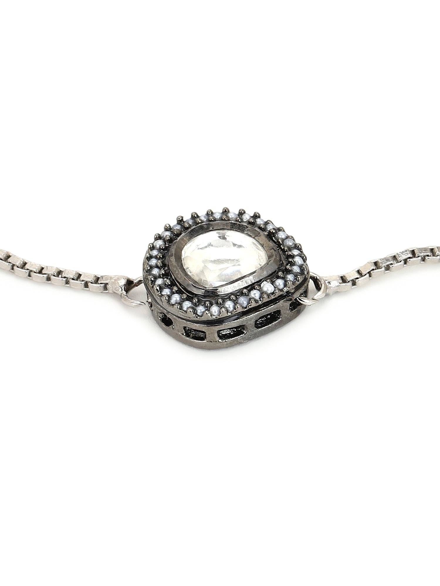 Women's Silver-Toned Brass Handcrafted Silver-Plated Charm Bracelet - Ruby Raang | Grab2Buy