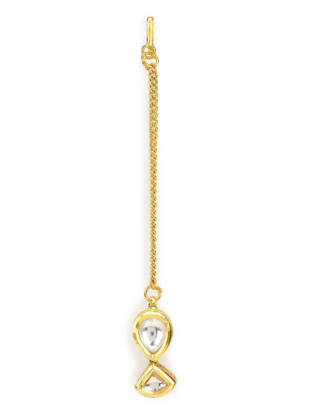 Gold-Polished White Kundan-Studded Maang Tikka - Ruby Raang | Grab2Buy