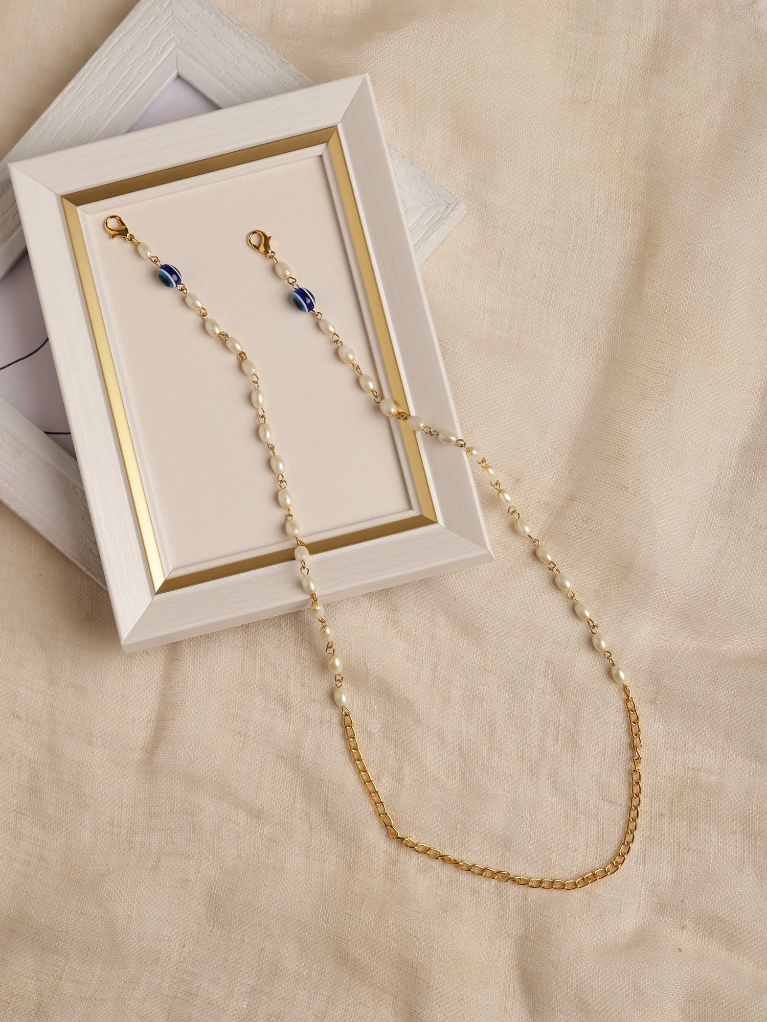 Gold-Toned Embellished Mask Chain - Ruby Raang | Grab2Buy