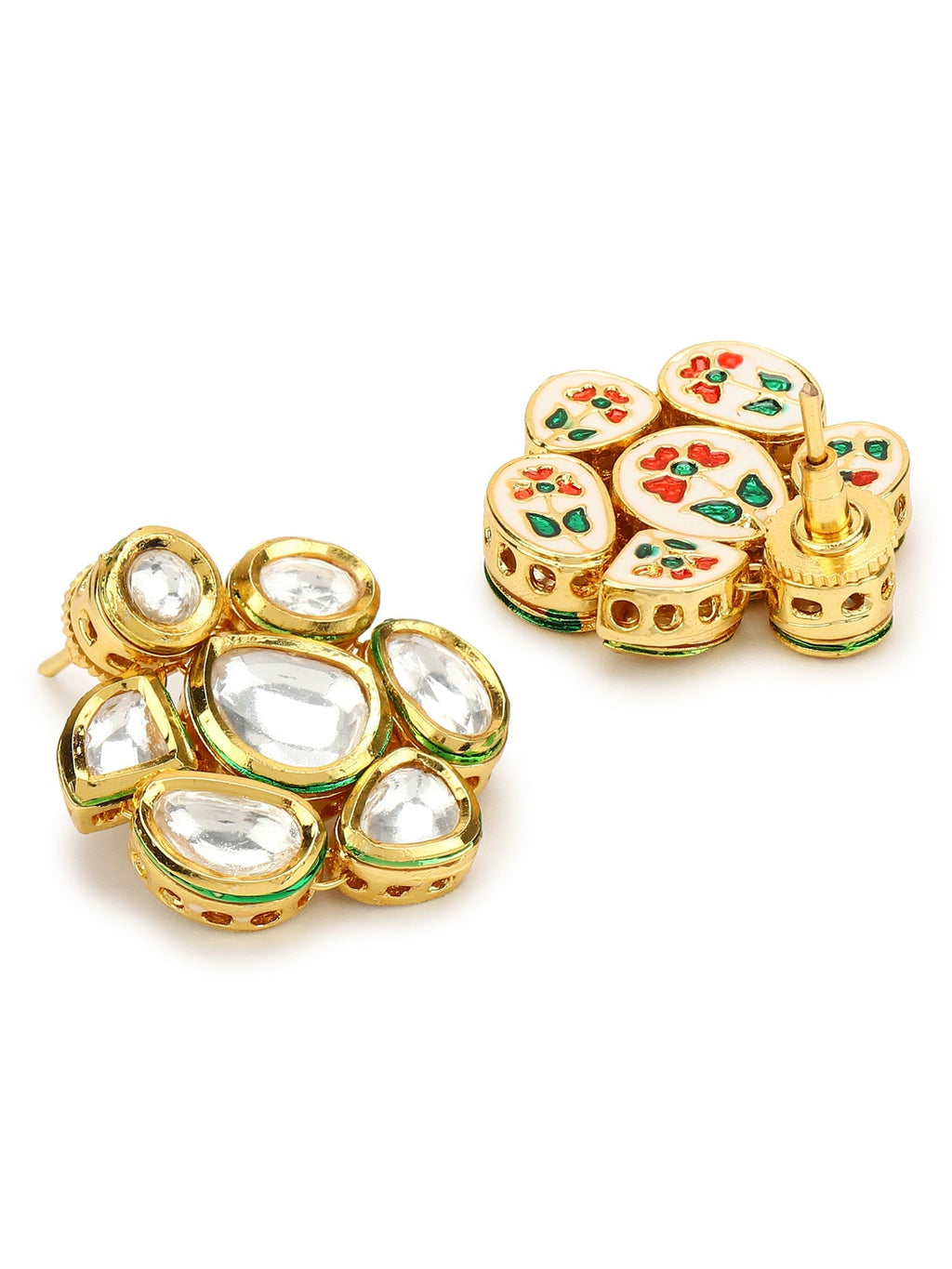 Gold-Toned Circular Studs Earrings - Ruby Raang | Grab2Buy