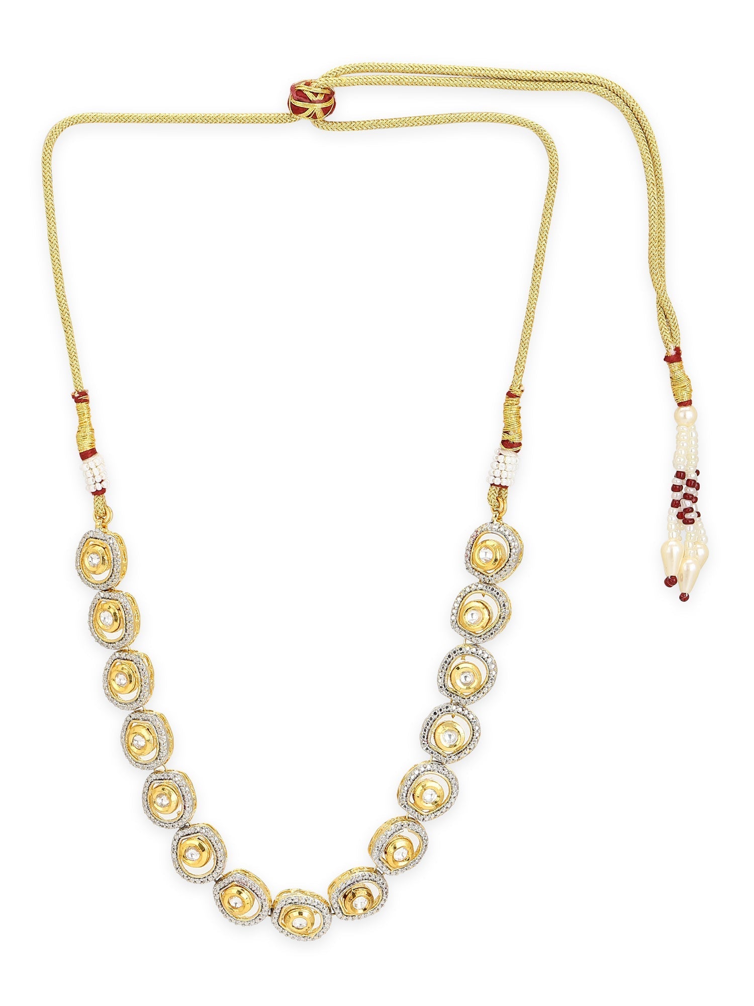 Women's Gold-Polished Kundan Studded Necklace - Ruby Raang | Grab2Buy
