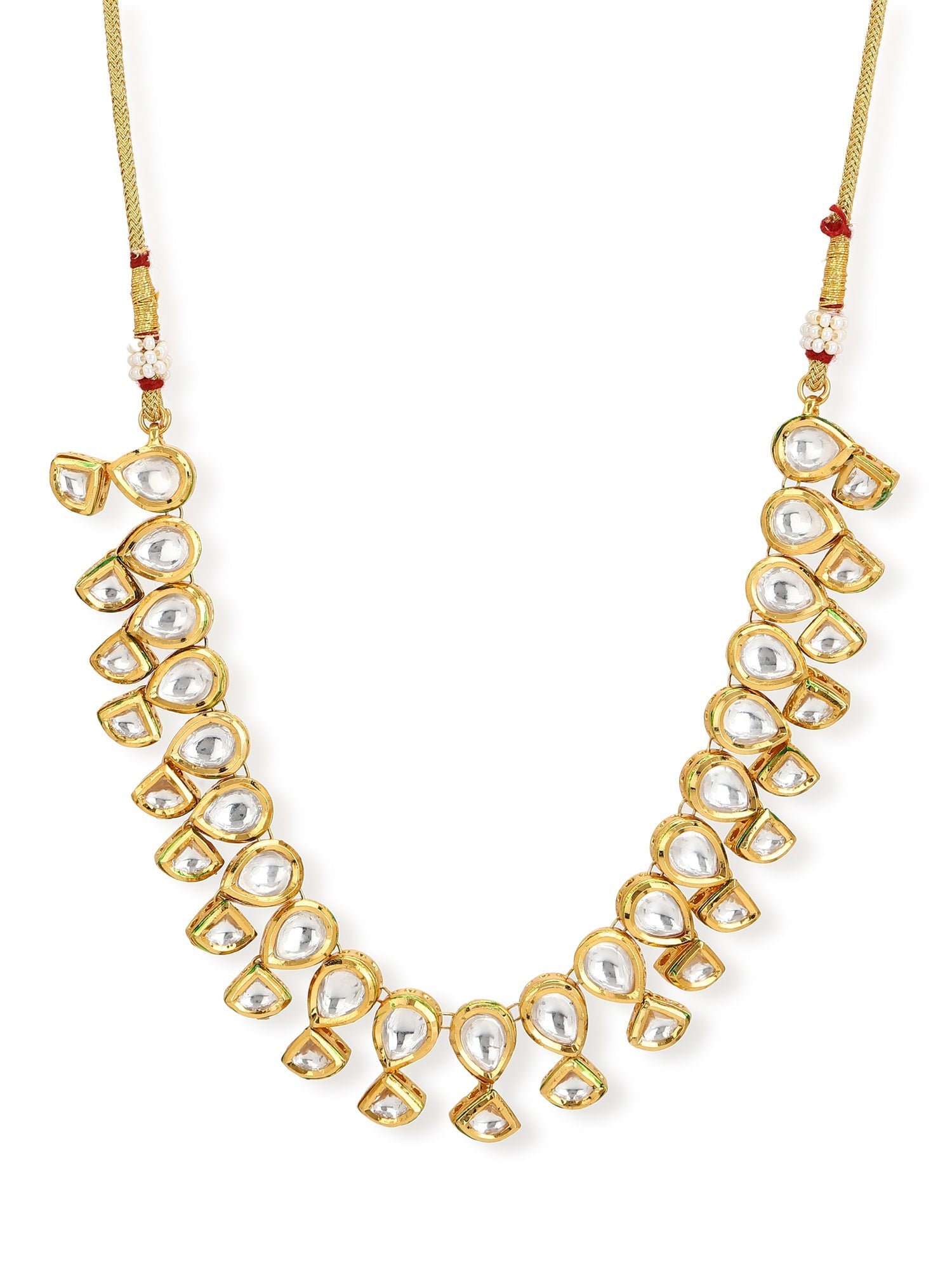 Gold-Toned White Brass Gold-Polished Handcrafted Necklace - Ruby Raang | Grab2Buy