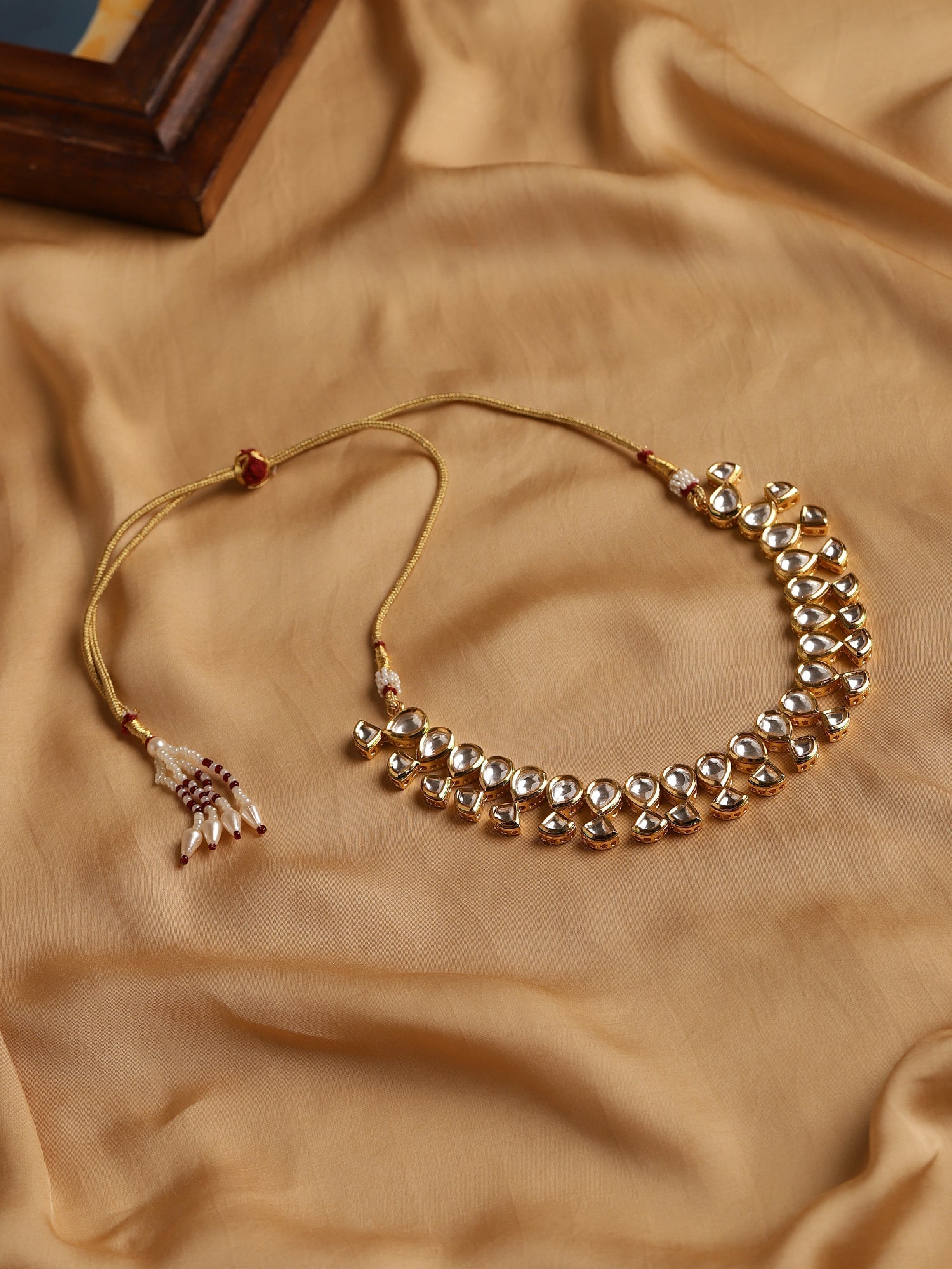 Gold-Toned White Brass Gold-Polished Handcrafted Necklace - Ruby Raang | Grab2Buy