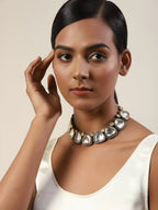 Silver-Toned Gold-Toned Brass Silver-Plated Handcrafted Necklace - Ruby Raang | Grab2Buy