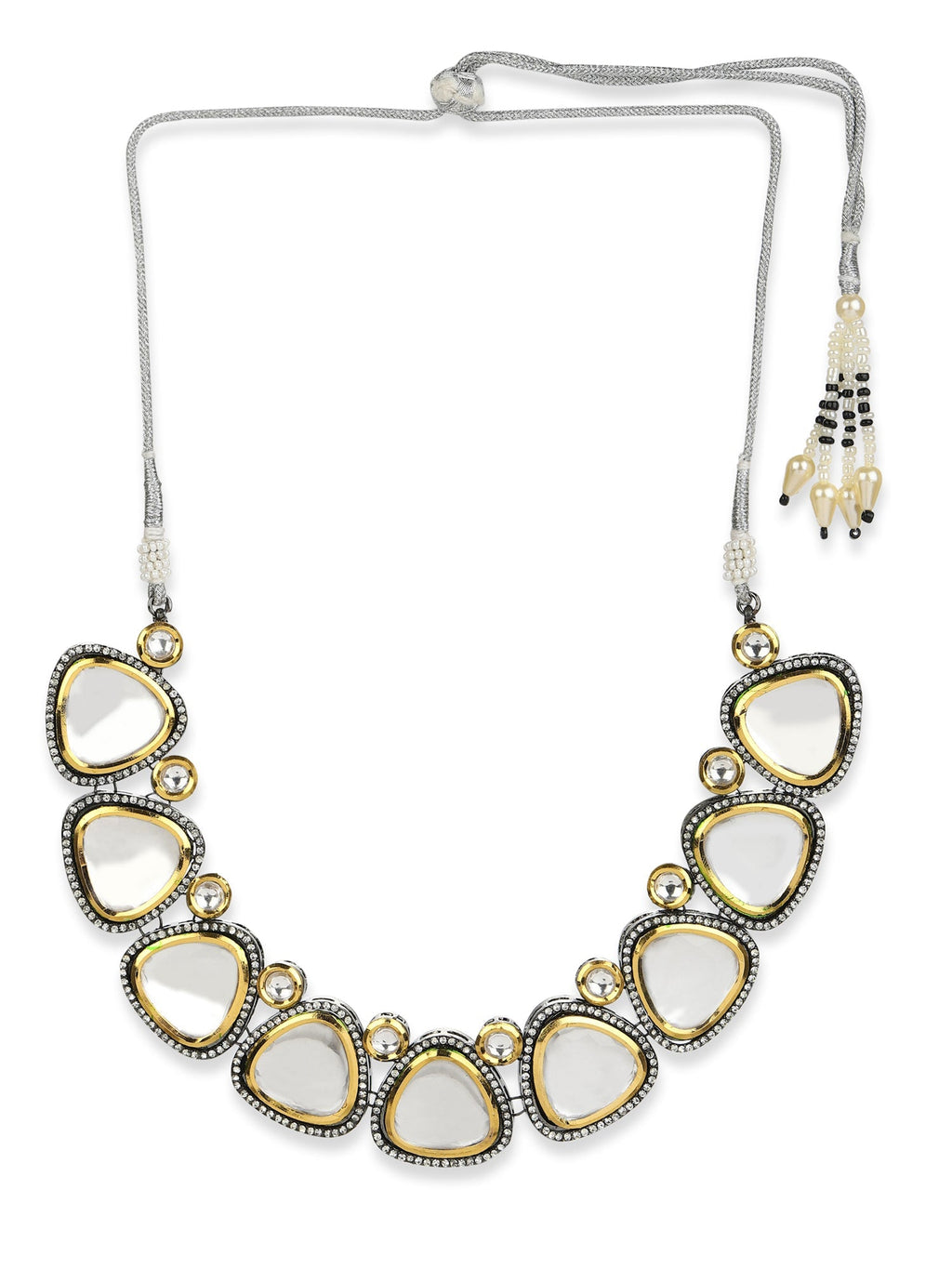 Silver-Toned Gold-Toned Brass Silver-Plated Handcrafted Necklace - Ruby Raang | Grab2Buy