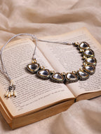Silver-Toned Gold-Toned Brass Silver-Plated Handcrafted Necklace - Ruby Raang | Grab2Buy