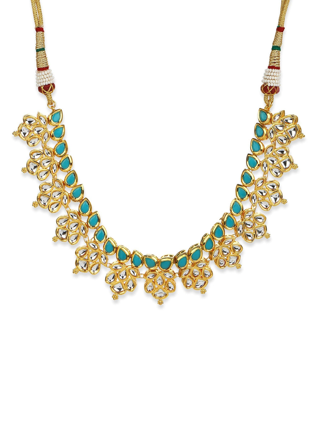 Gold-Toned Blue Brass Gold-Polished Necklace - Ruby Raang | Grab2Buy