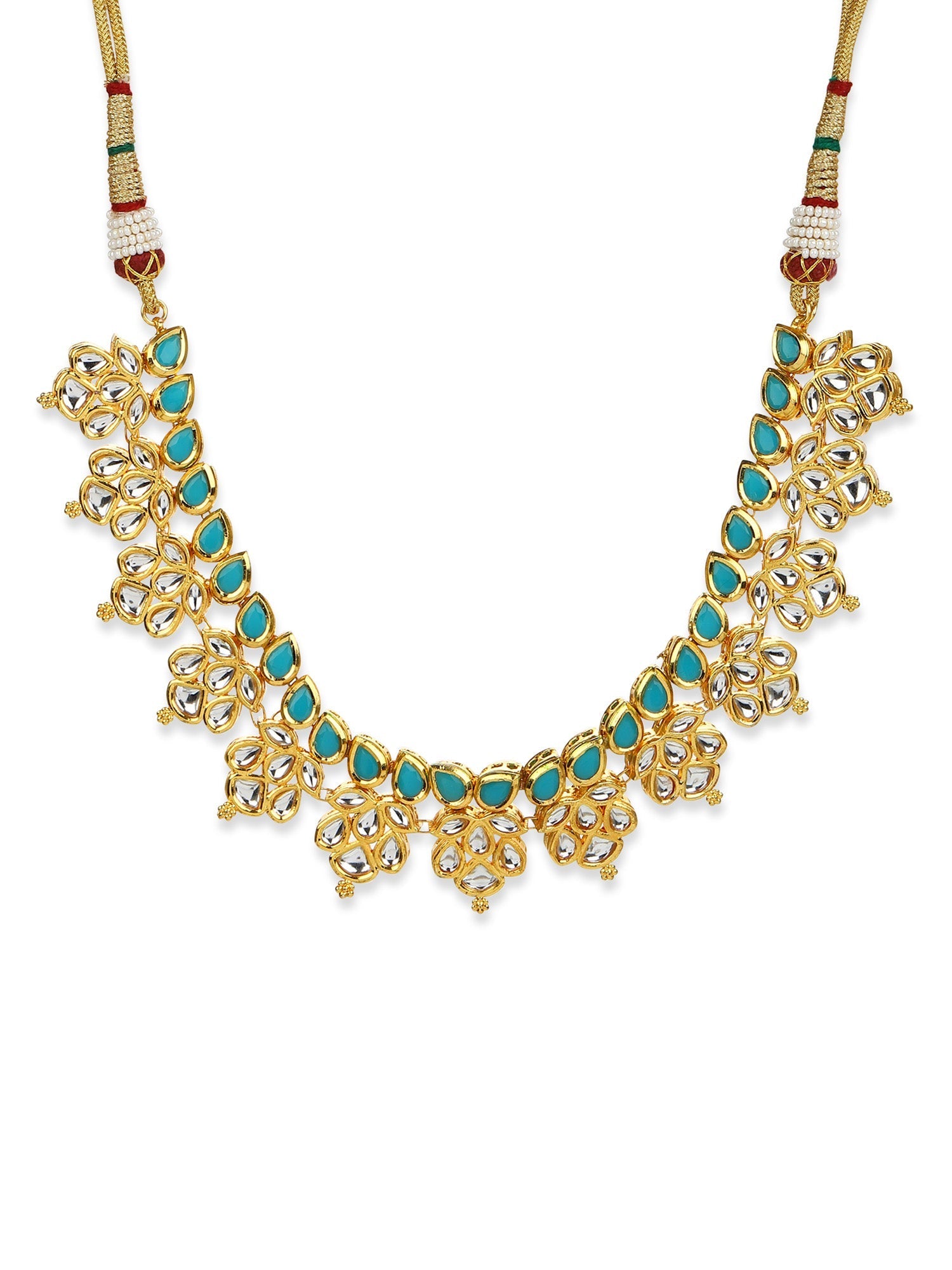 Gold-Toned Blue Brass Gold-Polished Necklace - Ruby Raang | Grab2Buy