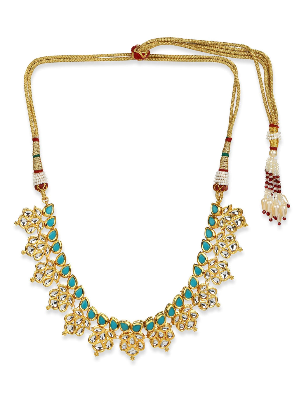 Gold-Toned Blue Brass Gold-Polished Necklace - Ruby Raang | Grab2Buy