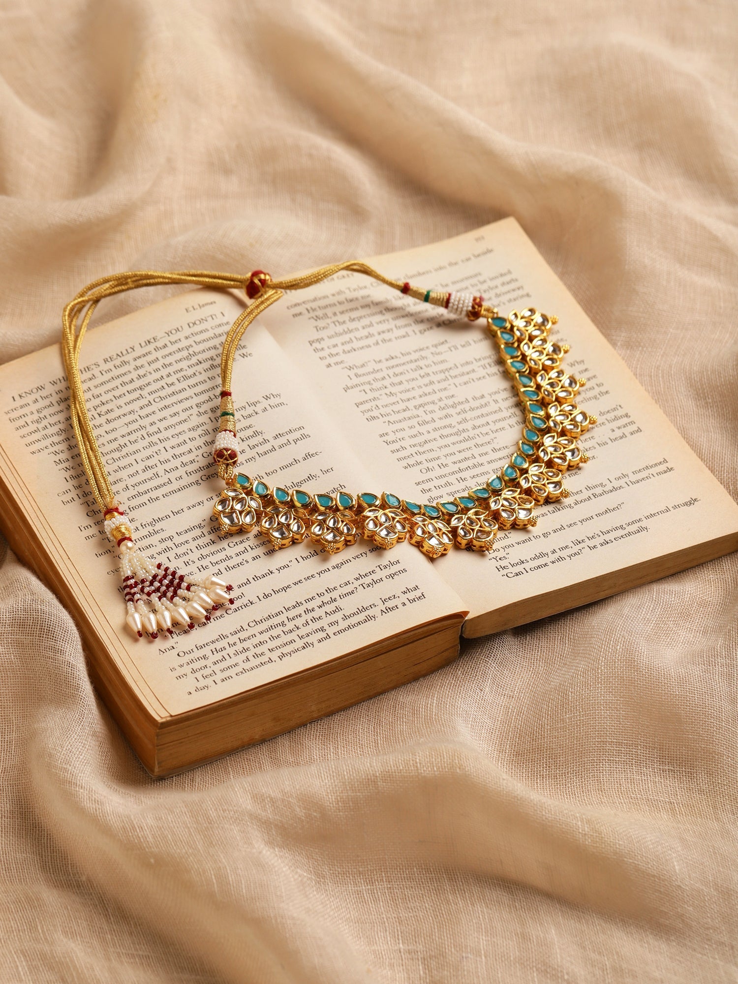 Gold-Toned Blue Brass Gold-Polished Necklace - Ruby Raang | Grab2Buy