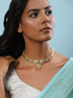 Gold-Polished White Studded Necklace - Ruby Raang | Grab2Buy