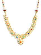 Gold-Polished White Studded Necklace - Ruby Raang | Grab2Buy