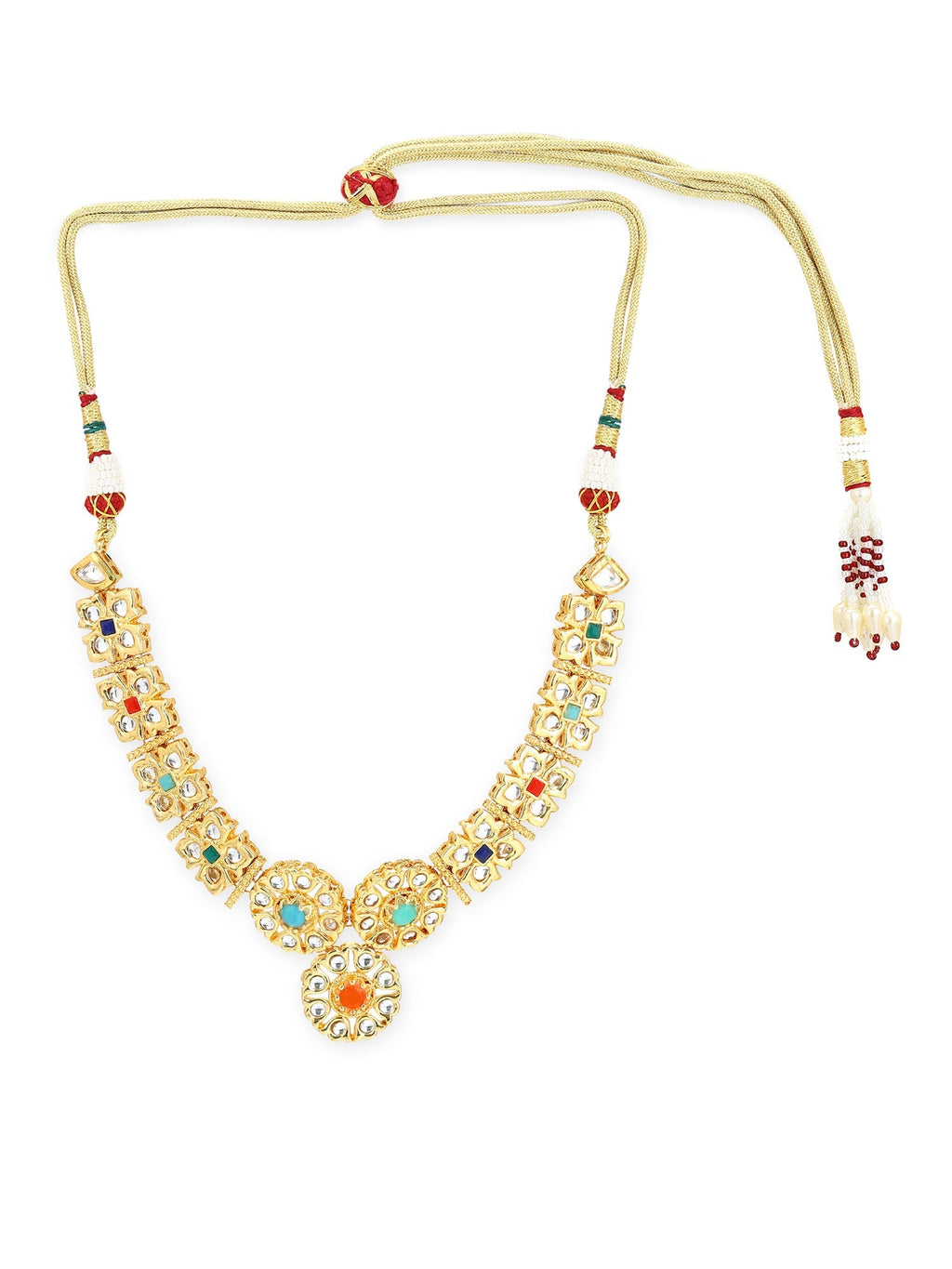 Gold-Polished White Studded Necklace - Ruby Raang | Grab2Buy