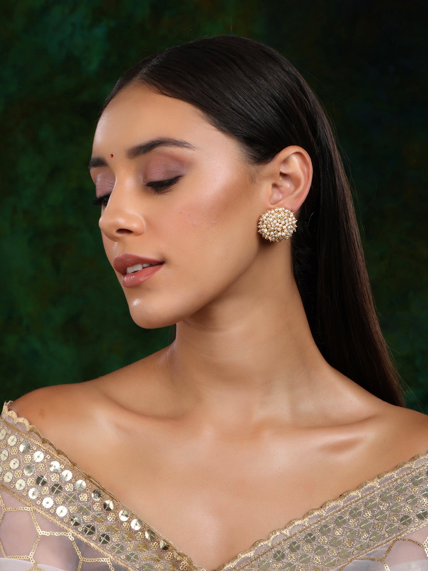 Round Pearl Studs - Ruby Raang | Grab2Buy