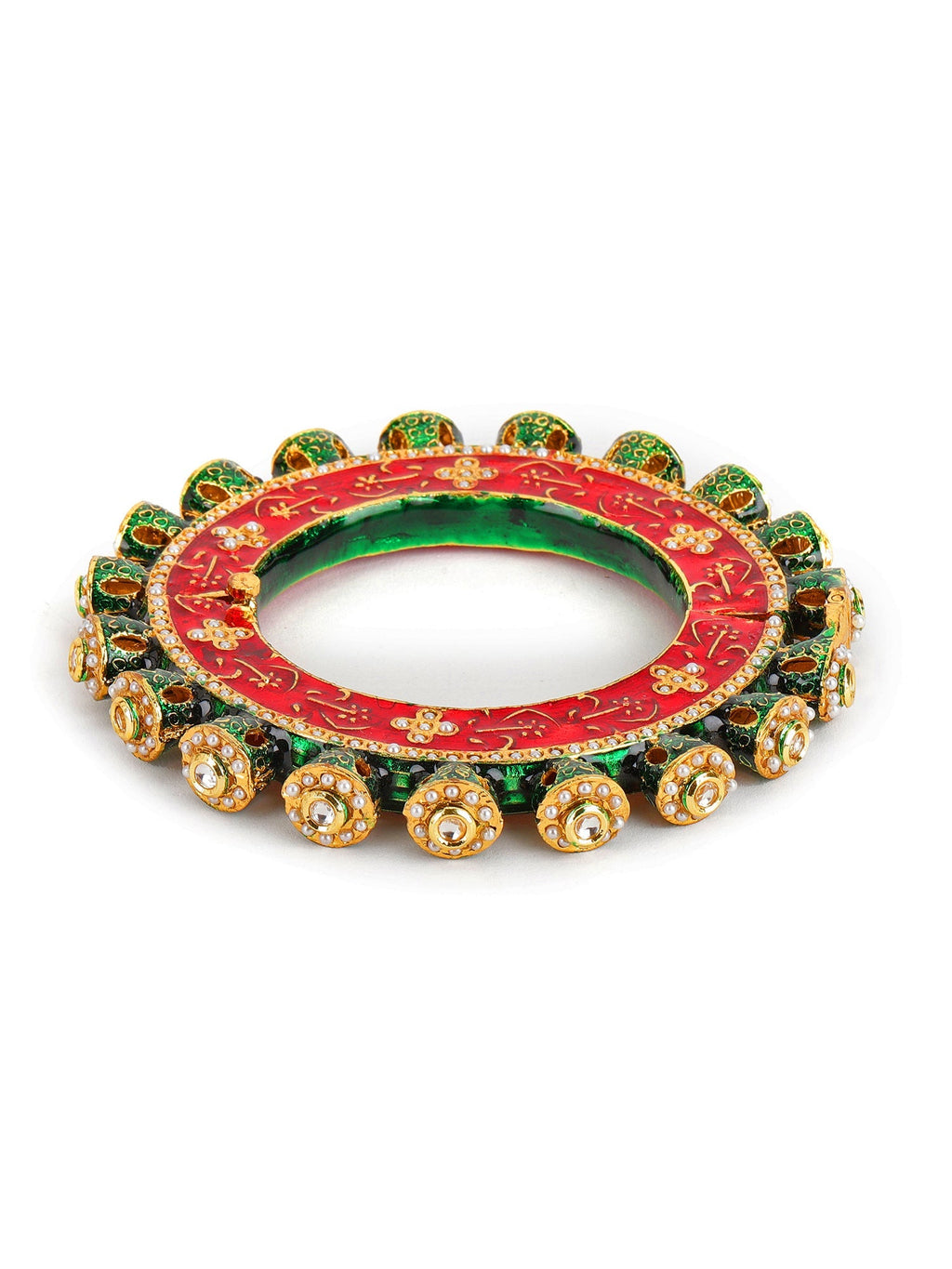 Meenakari Handcrafted Heavy Bangles (set of 2) - Ruby Raang