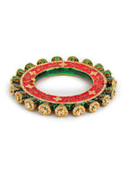 Meenakari Handcrafted Heavy Bangles (set of 2) - Ruby Raang