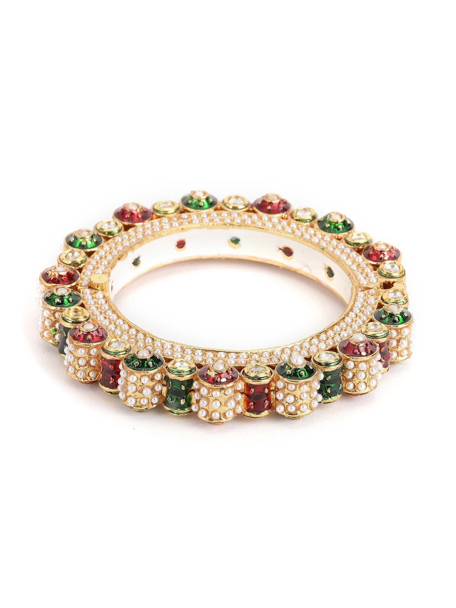 Pearl Meenakari Handcrafted Heavy Bangles (set of 2) - Ruby Raang | Grab2Buy