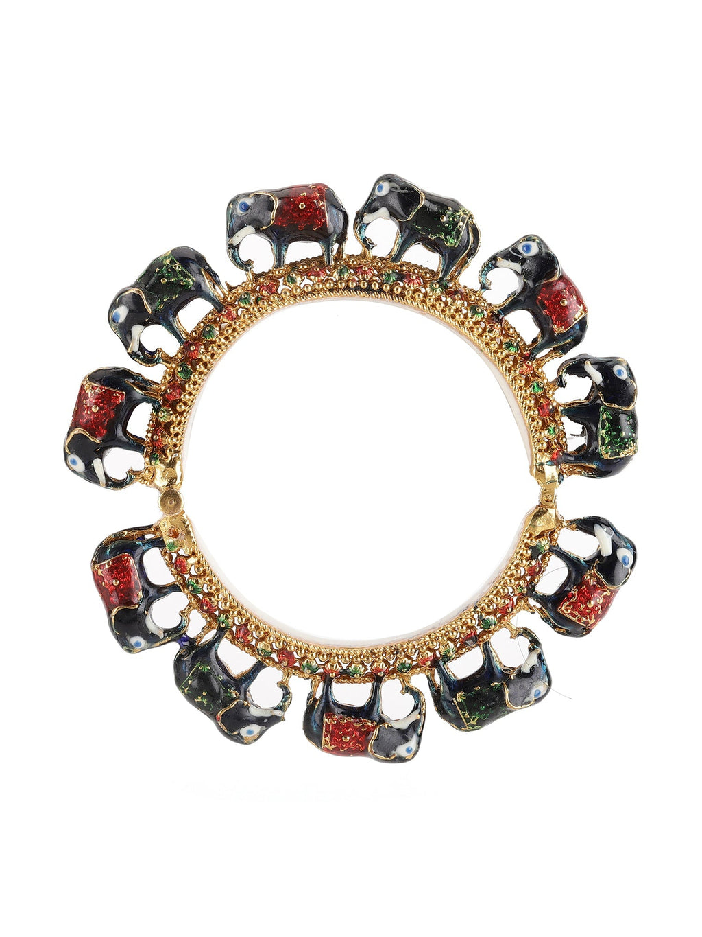 Elephant Blue Meenakari Handcrafted Heavy Bangles (set of 2) - Ruby Raang | Grab2Buy