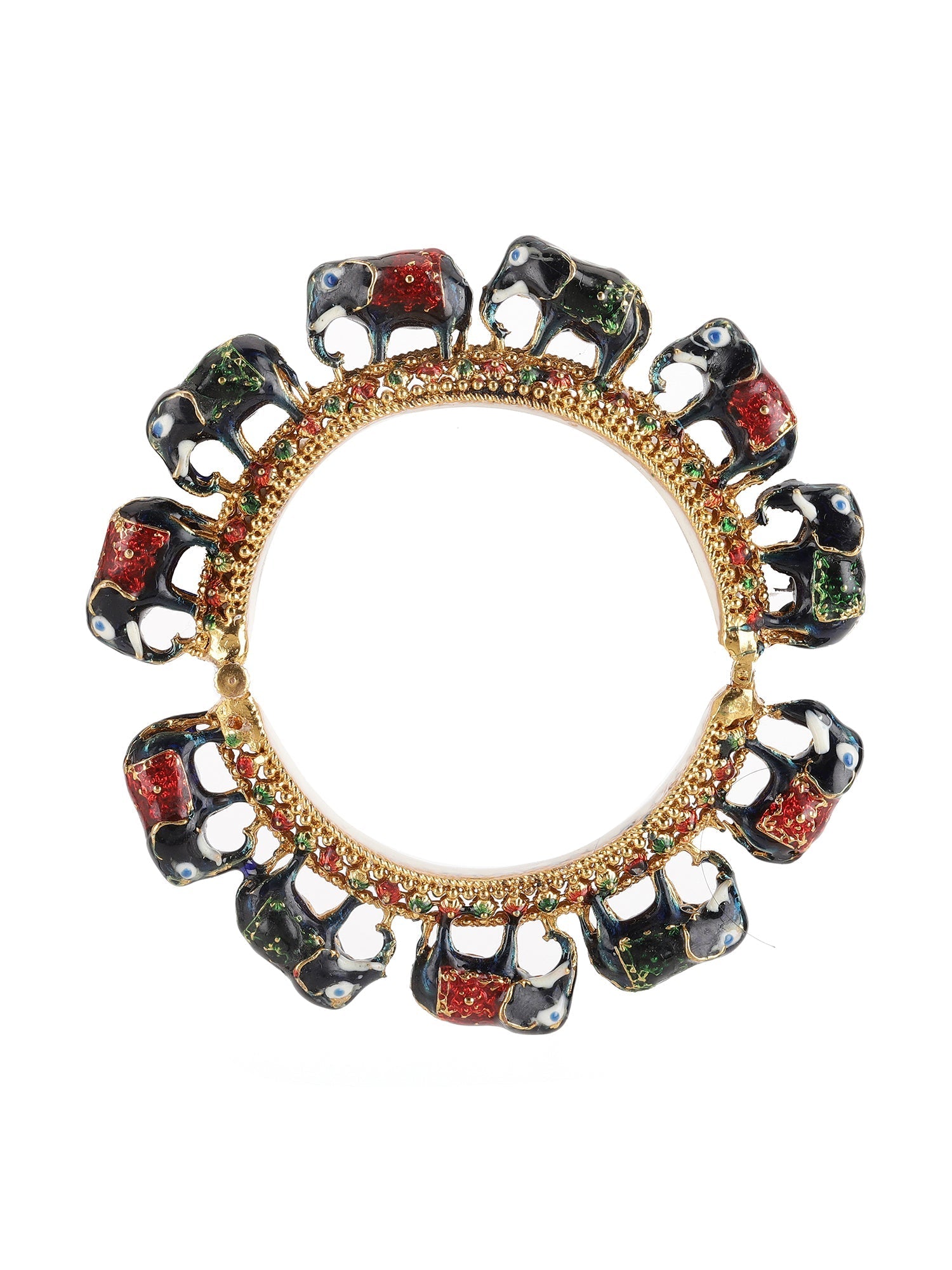 Elephant Blue Meenakari Handcrafted Heavy Bangles (set of 2) - Ruby Raang | Grab2Buy