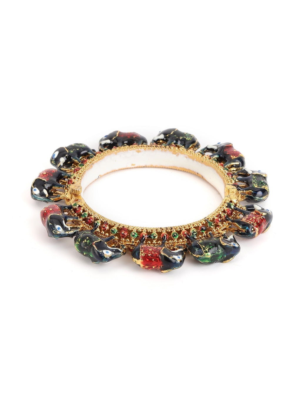Elephant Blue Meenakari Handcrafted Heavy Bangles (set of 2) - Ruby Raang | Grab2Buy