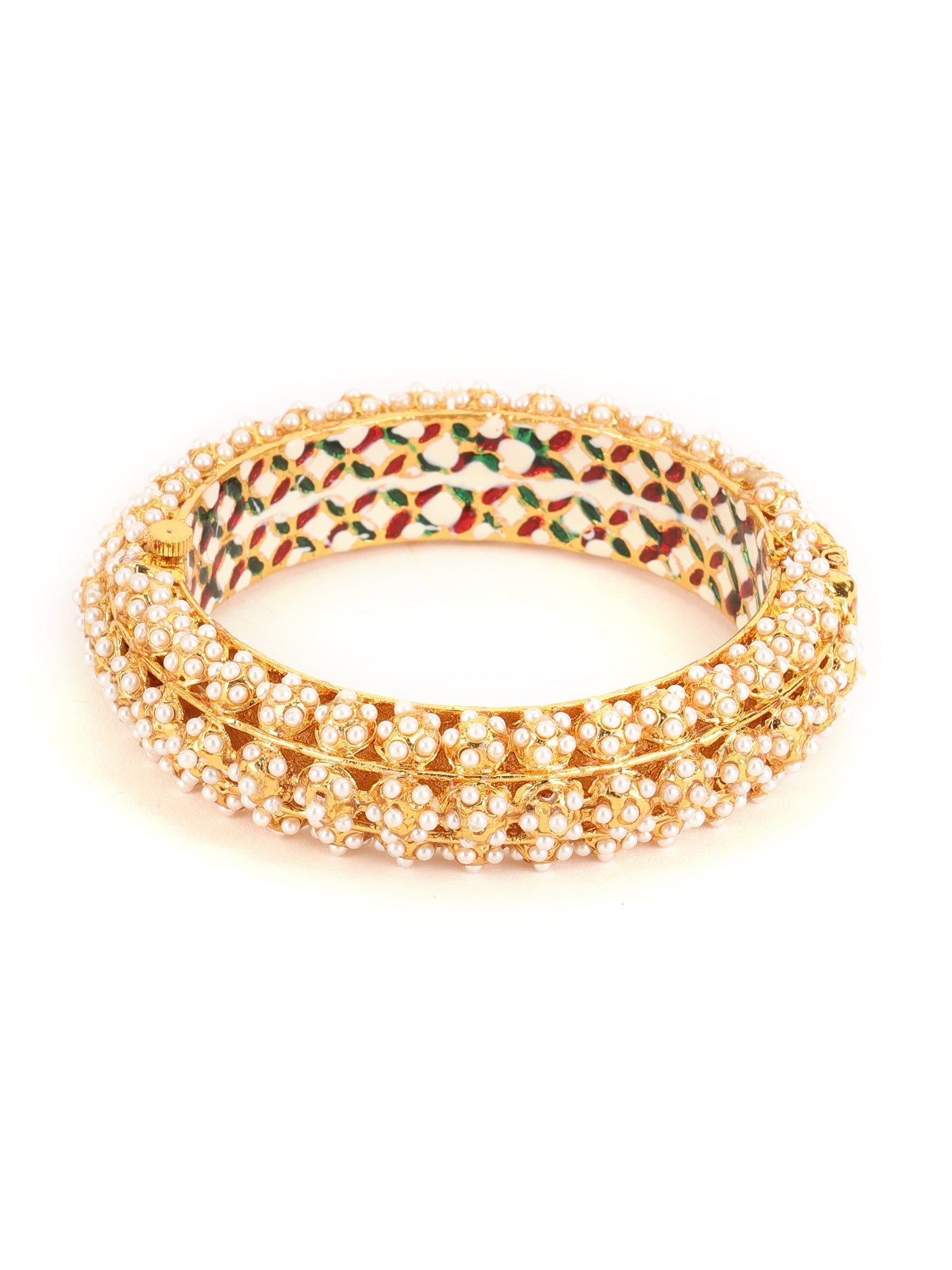 Handcrafted Pearl Heavy Bangles (set of 2) - Ruby Raang